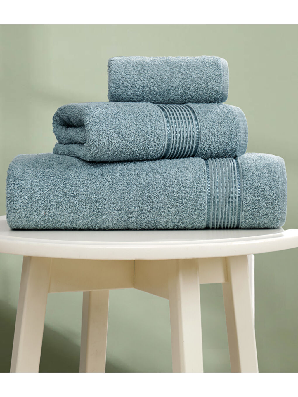 3lü Havlu Seti Ezgi Mint Yeşili 70x140 + 50x85 + 30x50-2