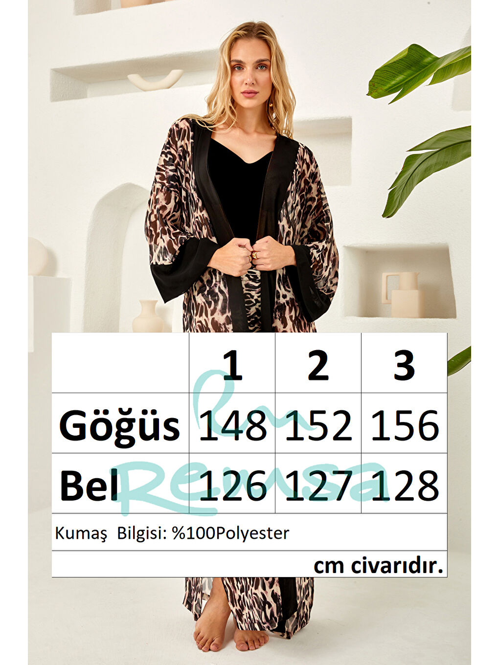 Mayo Üzerine Tek Pareo Kimono 4824 Leopar Siyah01-2