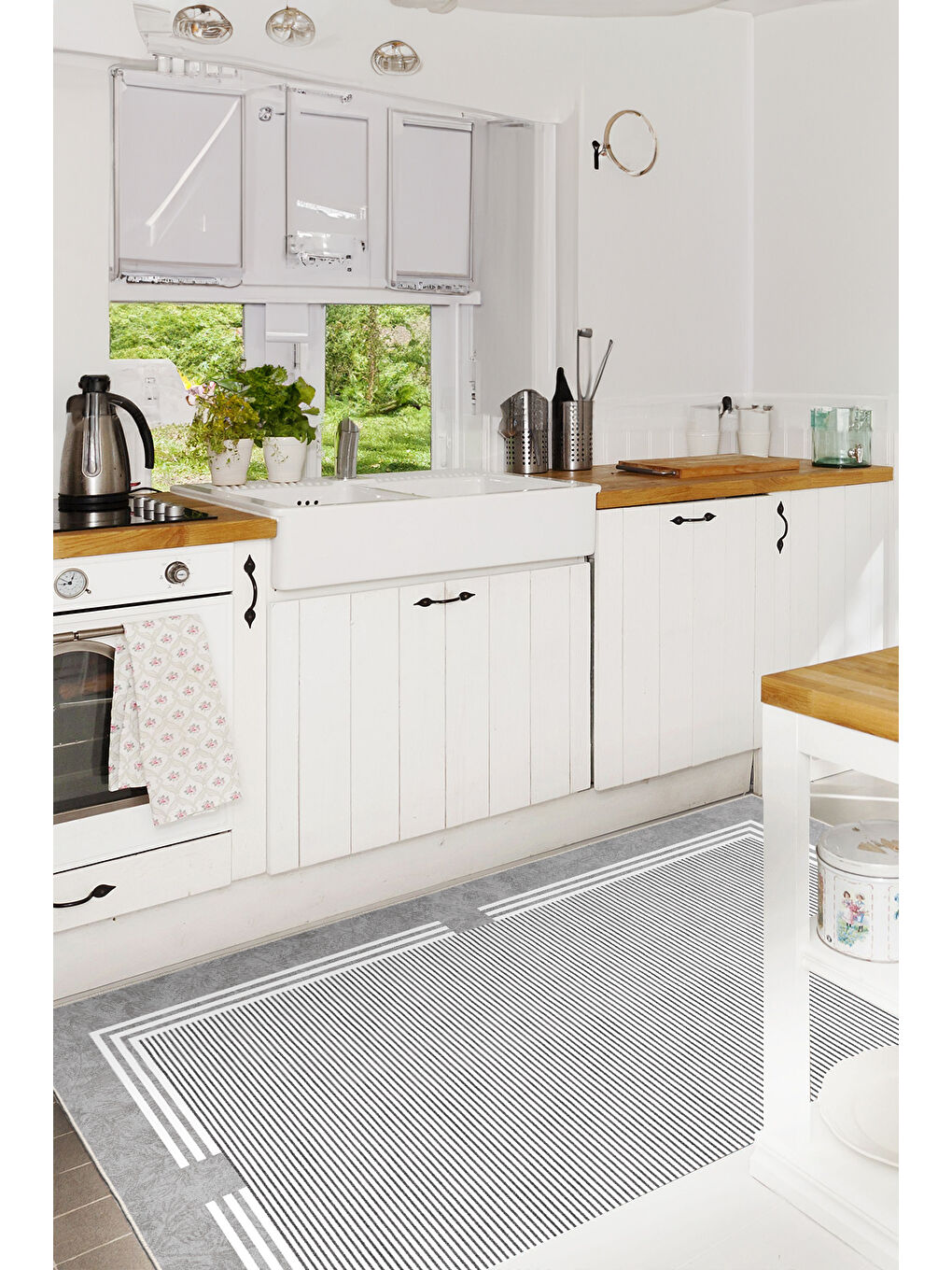 Gri Dekoratif Salon Halısı, Makinada Yıkanabilir, Kaymaz Taban, İnce & Modern Tasarım-3