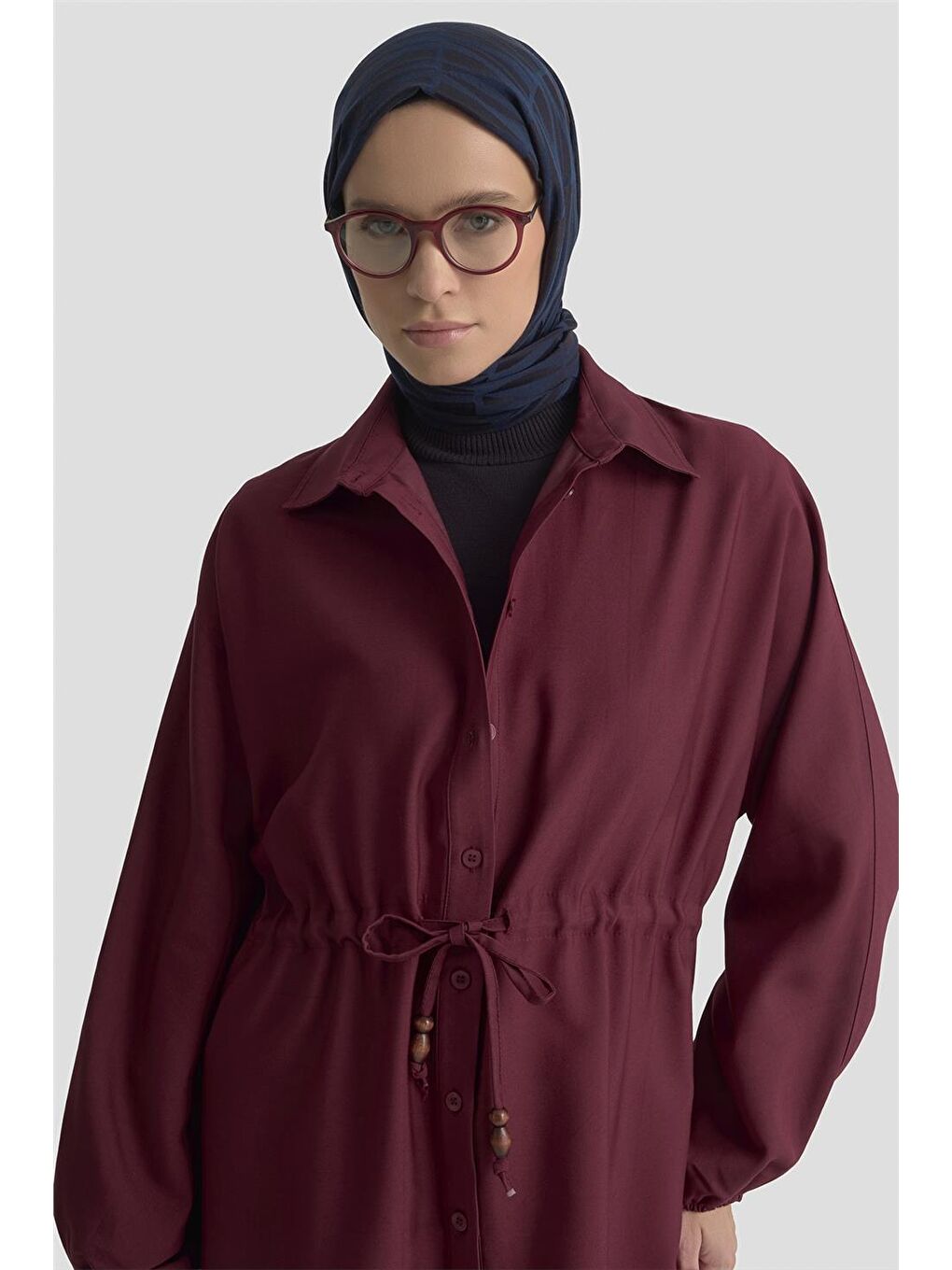Bağcıklı Safari Tunik 25Kd9012 Bordo-2