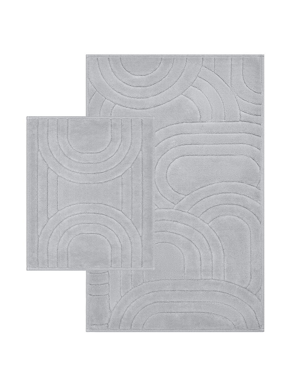 Diamond Circle Doğal Pamuklu 2'li Banyo Paspas Seti 60x100+50x60 Cm - Gri