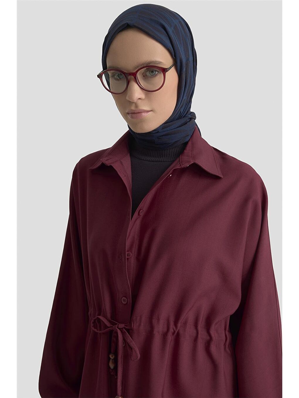 Bağcıklı Safari Tunik 25Kd9012 Bordo-3