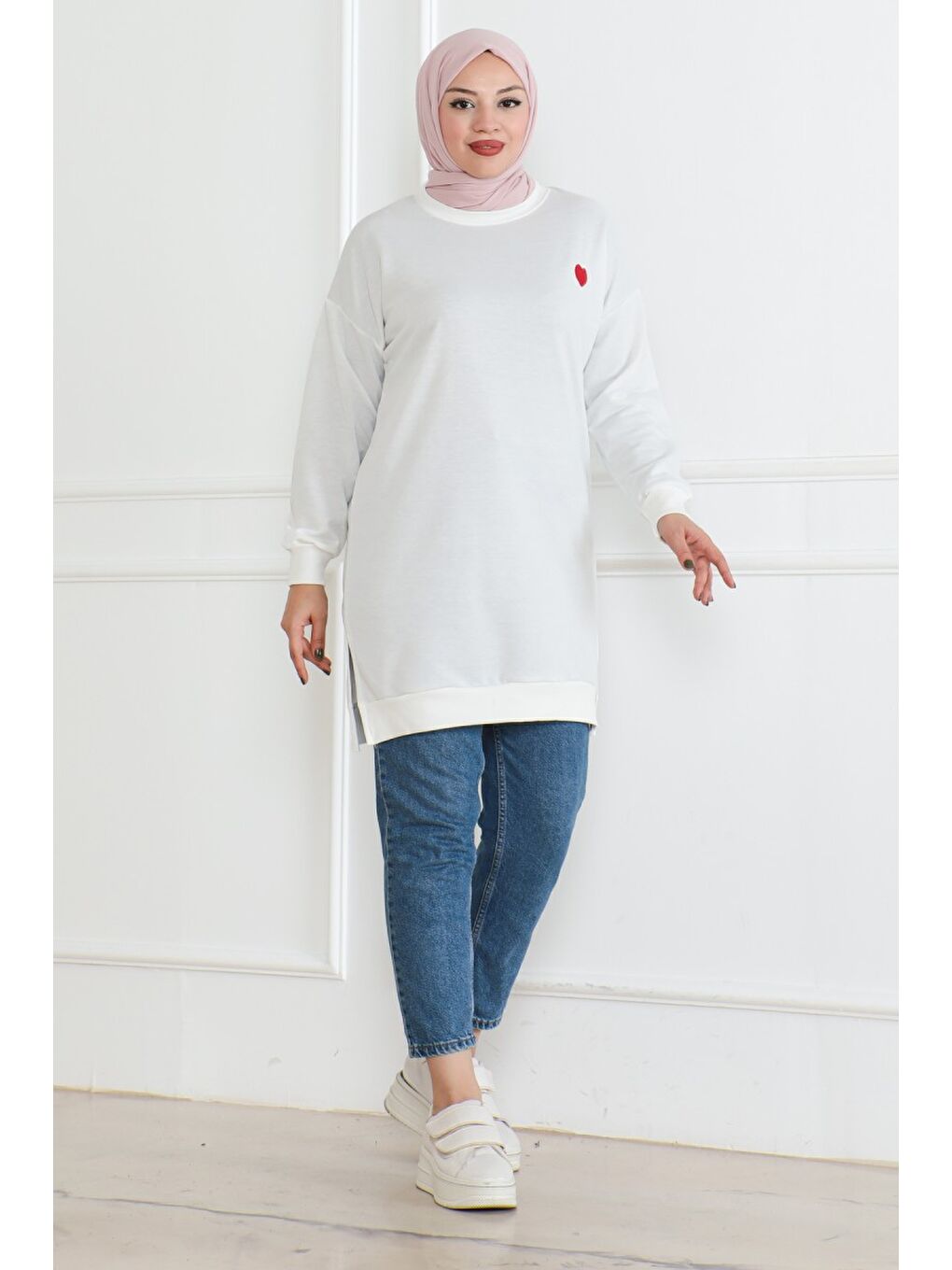 Kalpli Tunik Beyaz - 26604-2