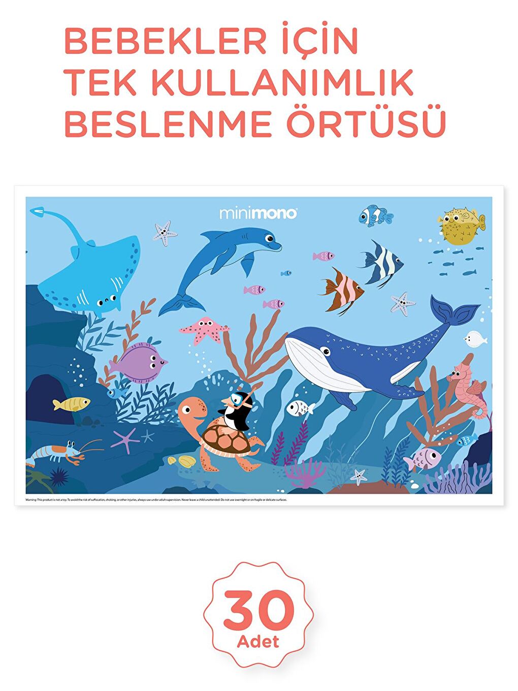 Bebekler İçin Tek Kullanımlık Beslenme Örtüsü- 30'lu Paket - Mavi Standart-2