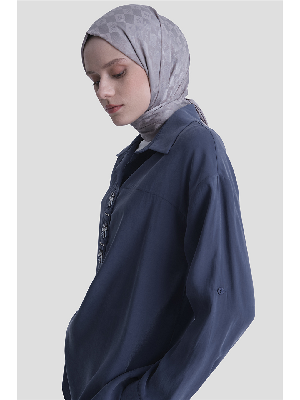 Taş İşlemeli Tunik Lacivert-2