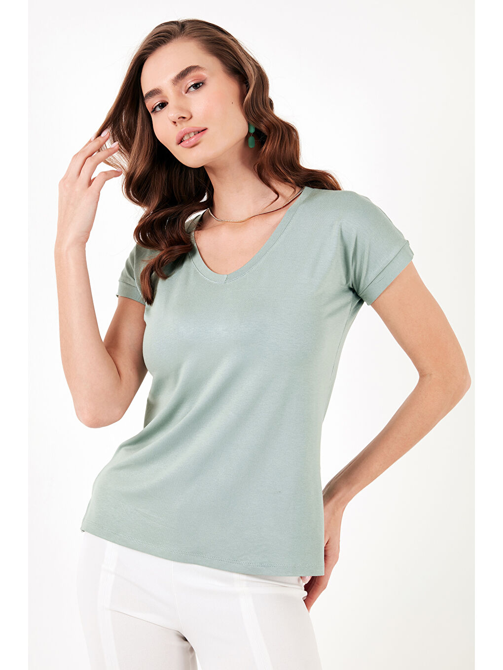 Mor V Yaka Relaxed Fit Yırtmaç Detaylı 2'li Paket Bluz 5862000S2-2