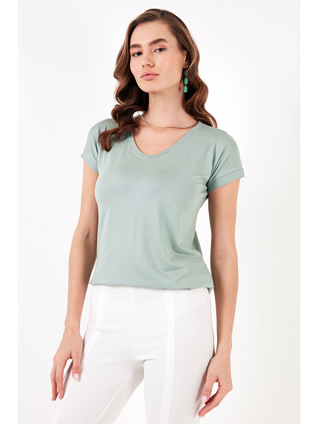 Mor V Yaka Relaxed Fit Yırtmaç Detaylı 2'li Paket Bluz 5862000S2-4