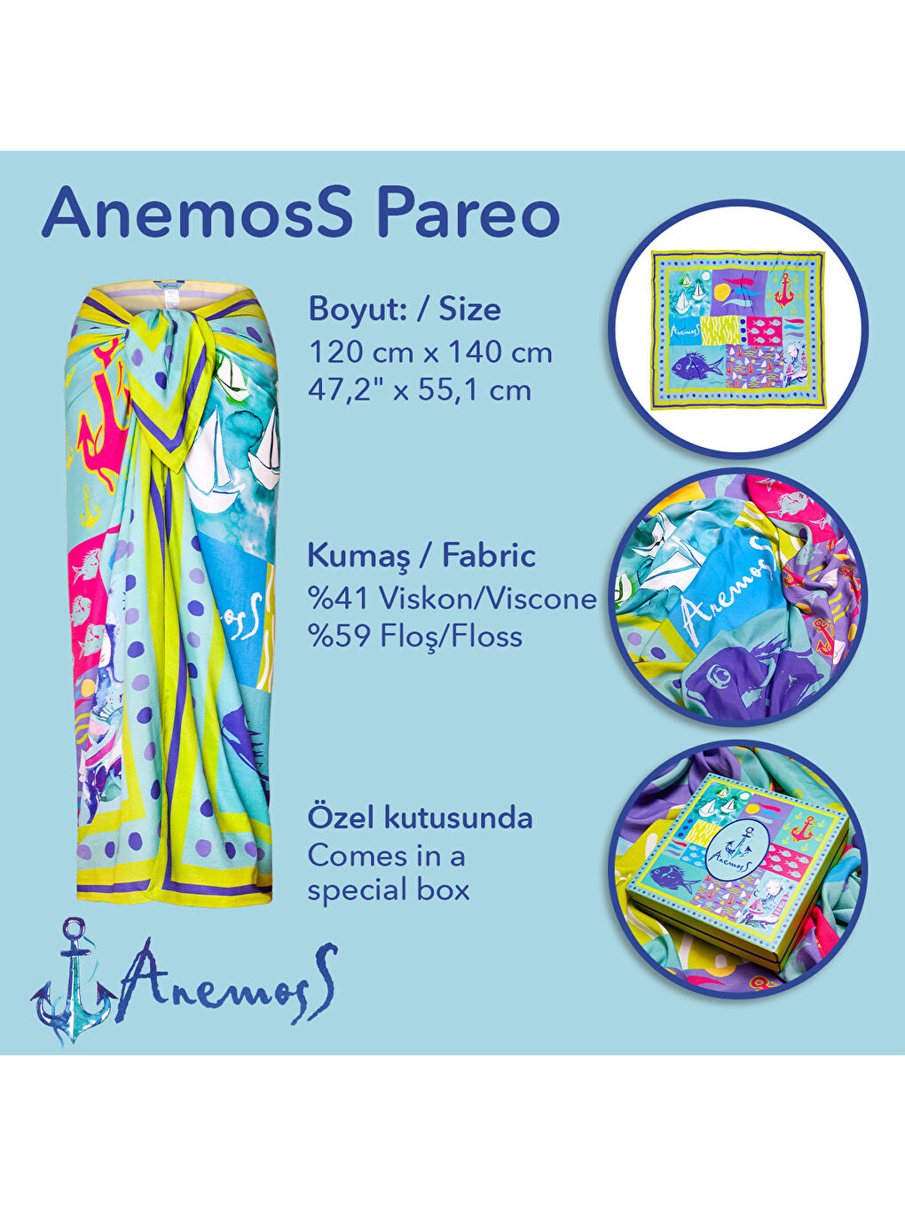 Harmoni Viskon Pareo Yeşil 120*140 cm-5