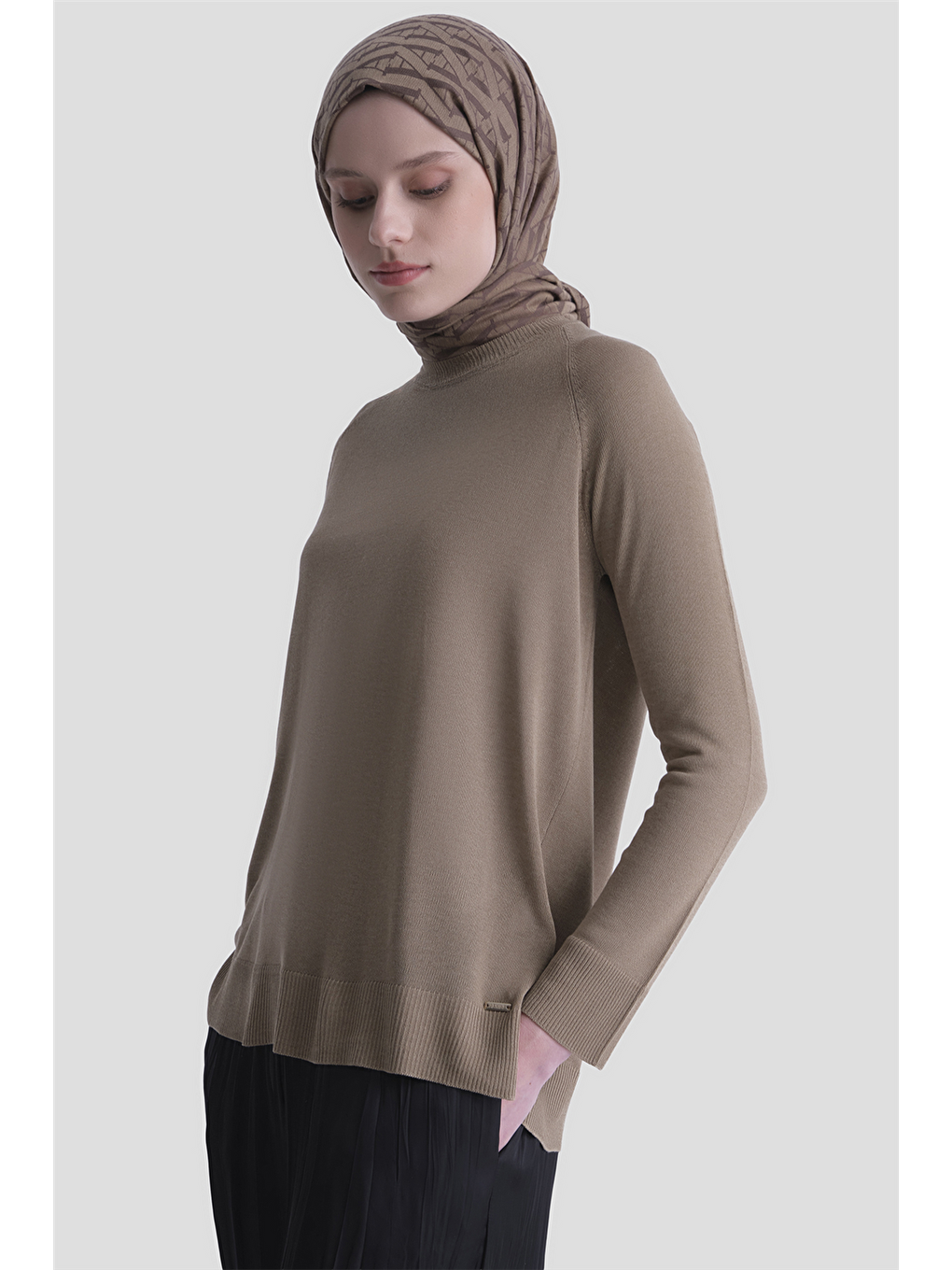 Bej Basic Rayon Tunik Vizon-2