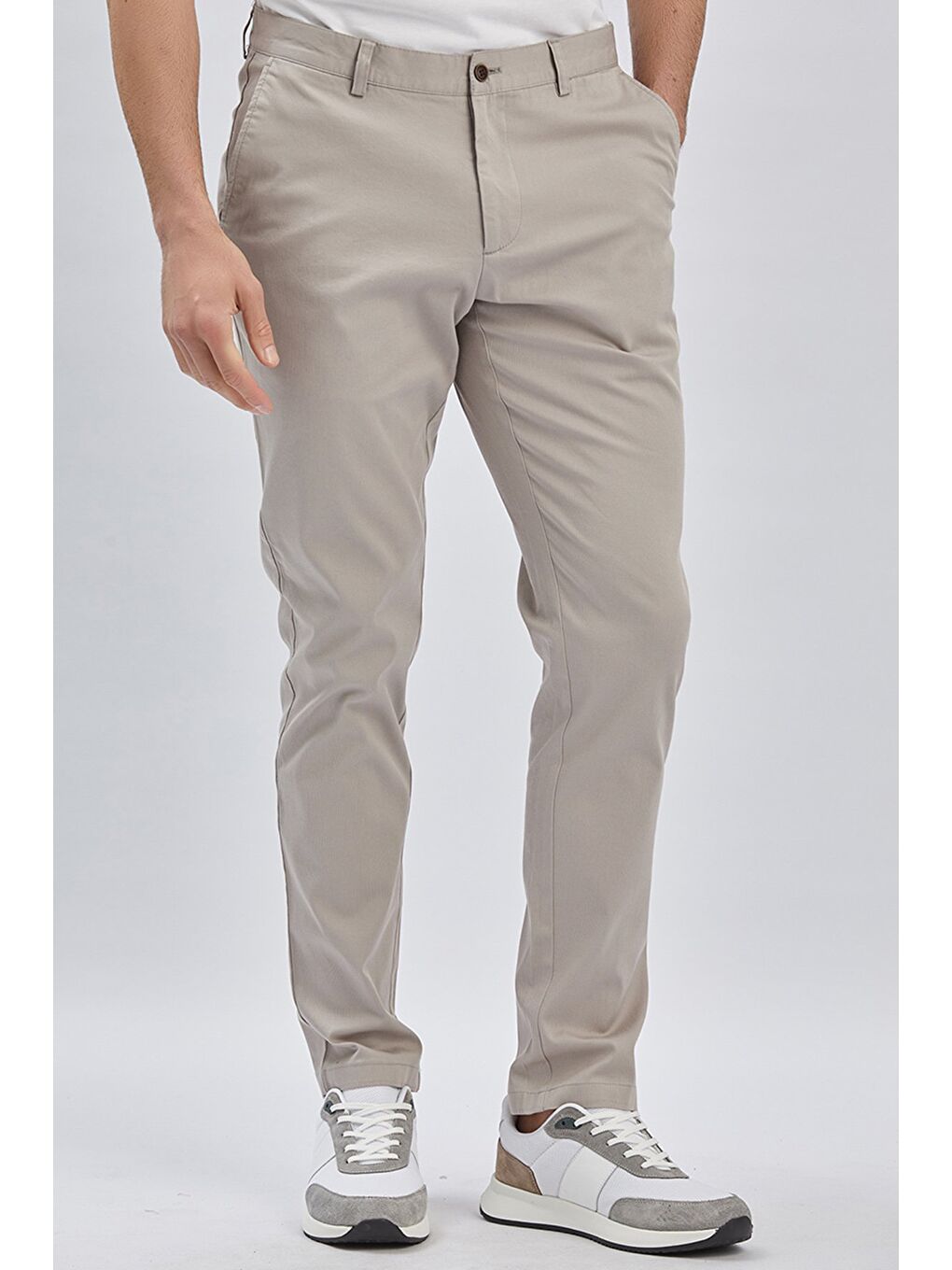 Kahverengi Toprak Pamuklu Yandan Cepli Casual Comfort Fit Chino Pantolon 1003240160