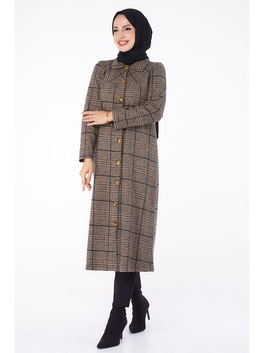 Bej Düğmelı Kap Vizon - 13308