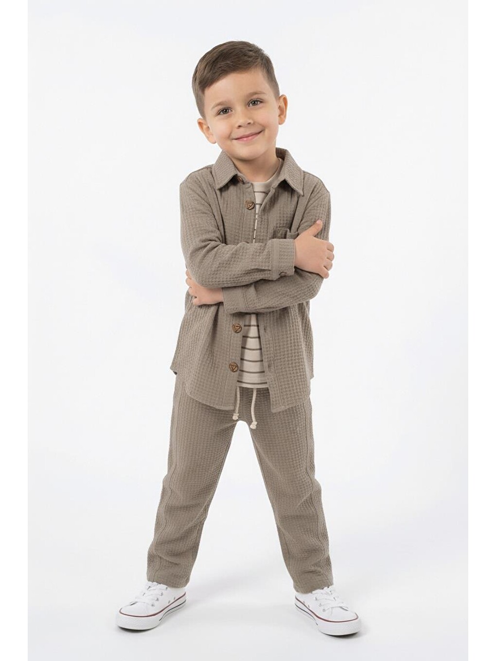 Bej Mevsimlik Casual 3lü Takım-3