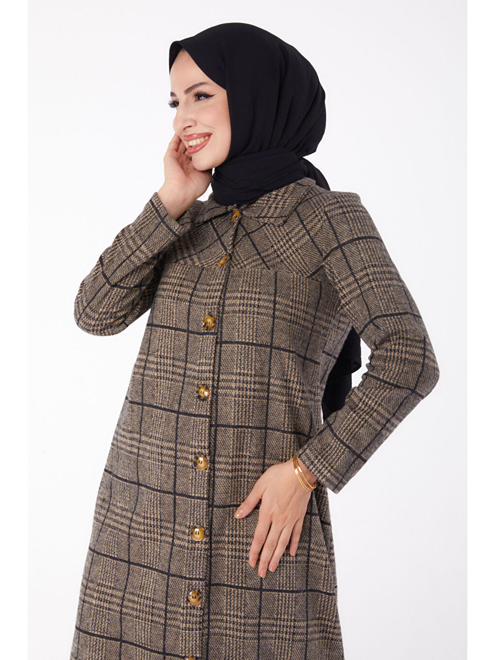 Bej Düğmelı Kap Vizon - 13308-2