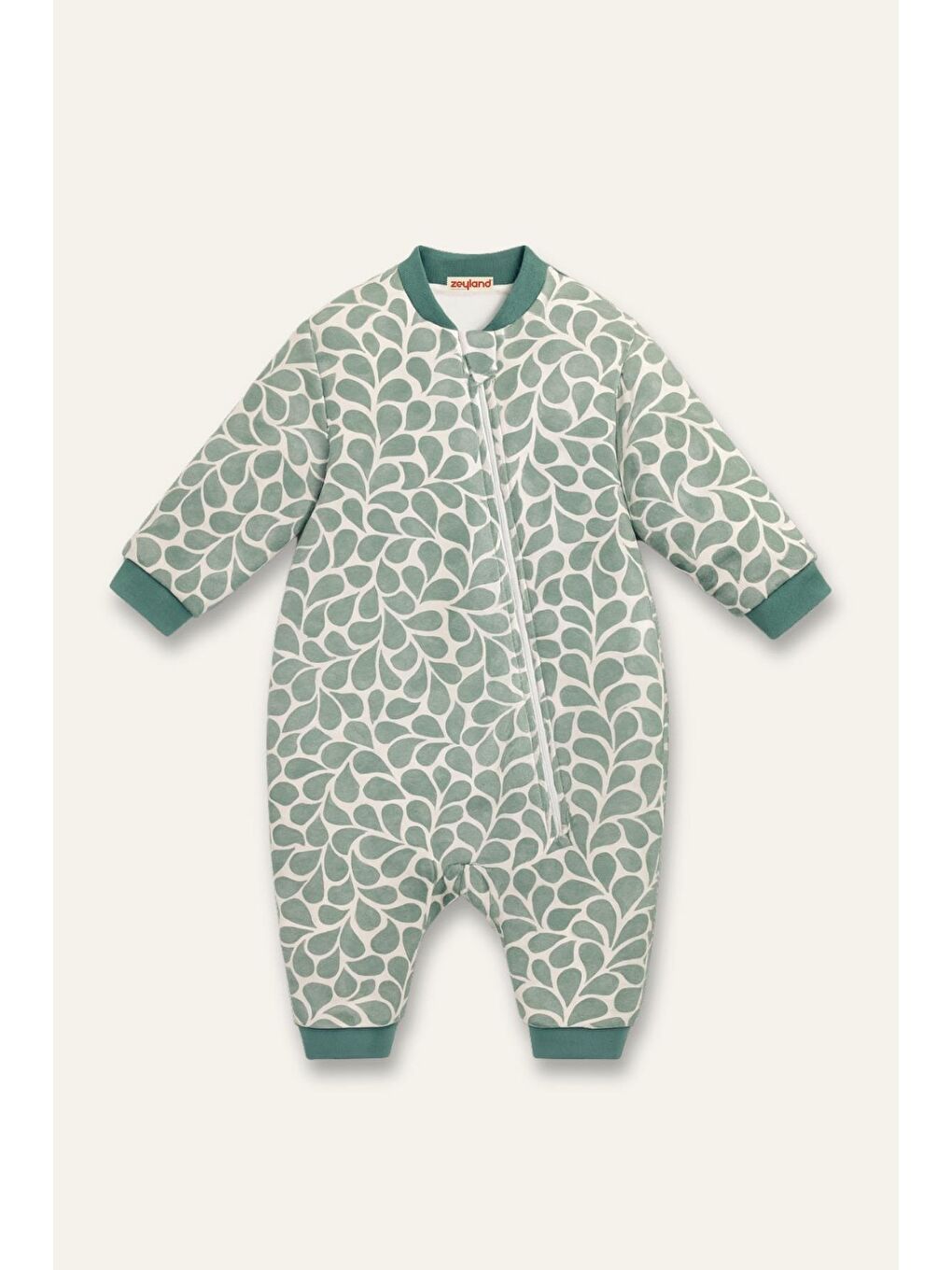 Unisex Çocuk Elyaf Dolgulu Uyku Tulumu - Yeşil-1