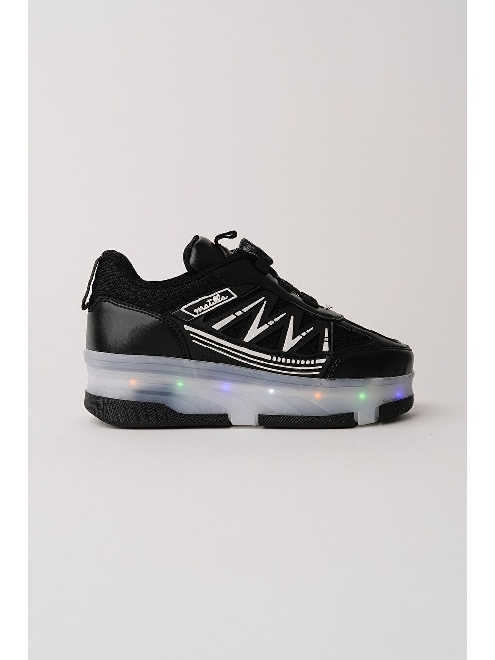 Siyah SKATE Çocuk Işıklı Patenli Tekerlekli Sneaker Spor Ayakkabı