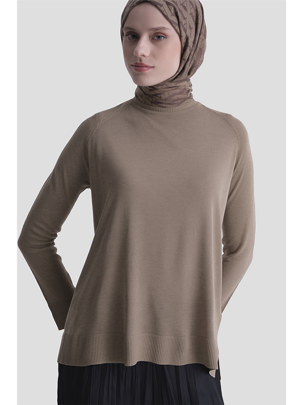 Bej Basic Rayon Tunik Vizon-3