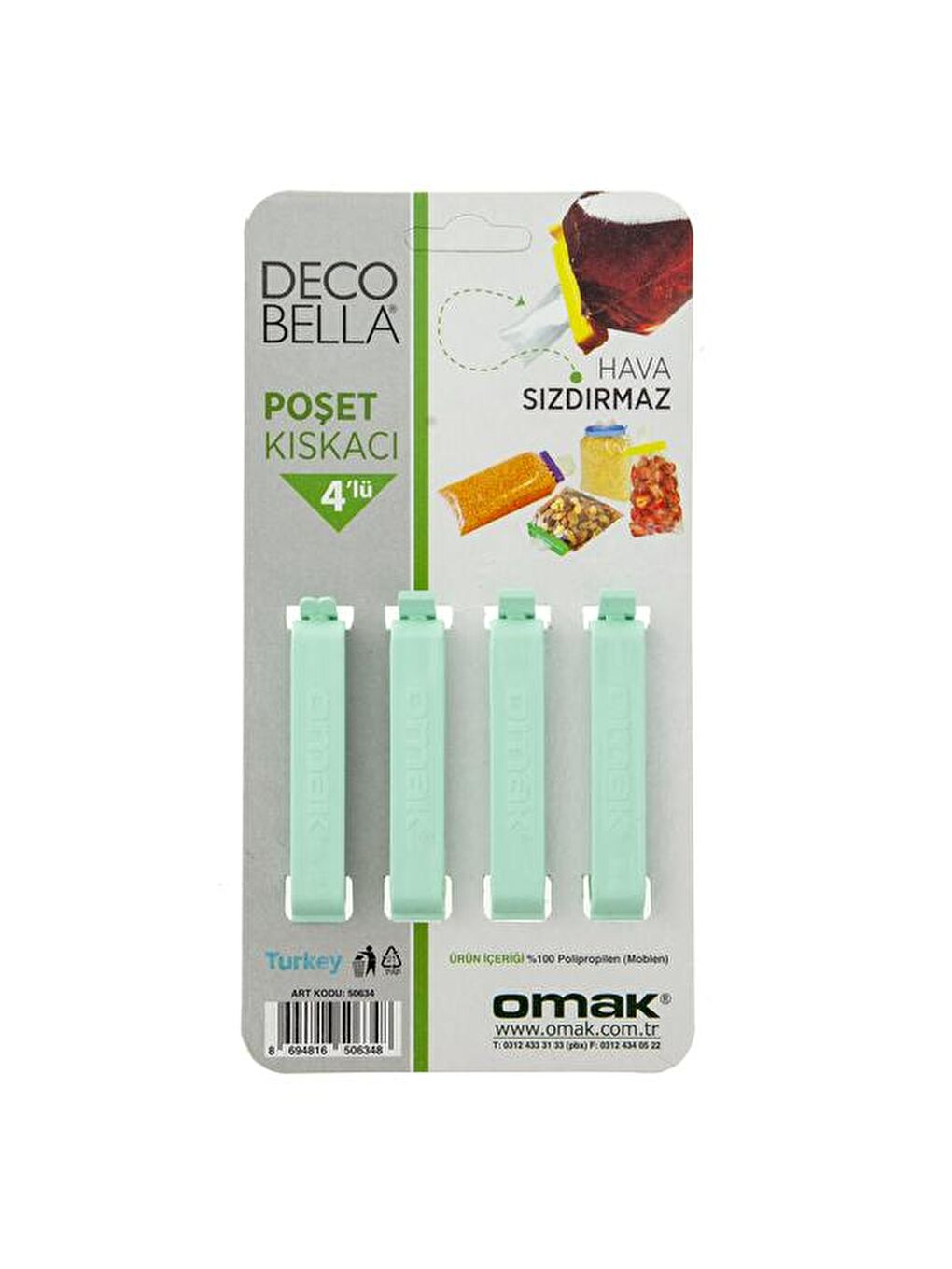 Karışık 4'lü Büyük Boy Poşet Kıskacı - Asorti-2