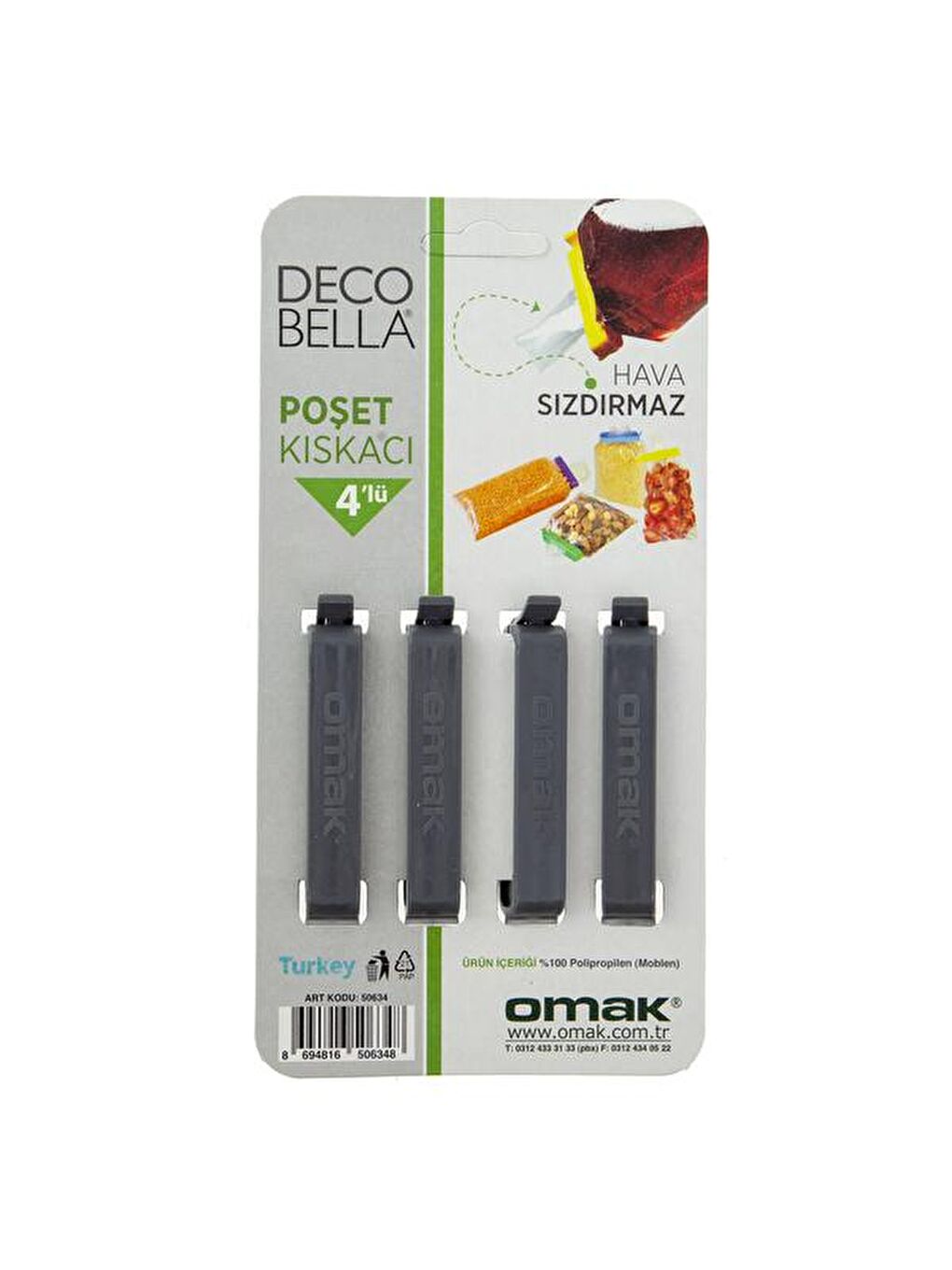 Karışık 4'lü Büyük Boy Poşet Kıskacı - Asorti-4