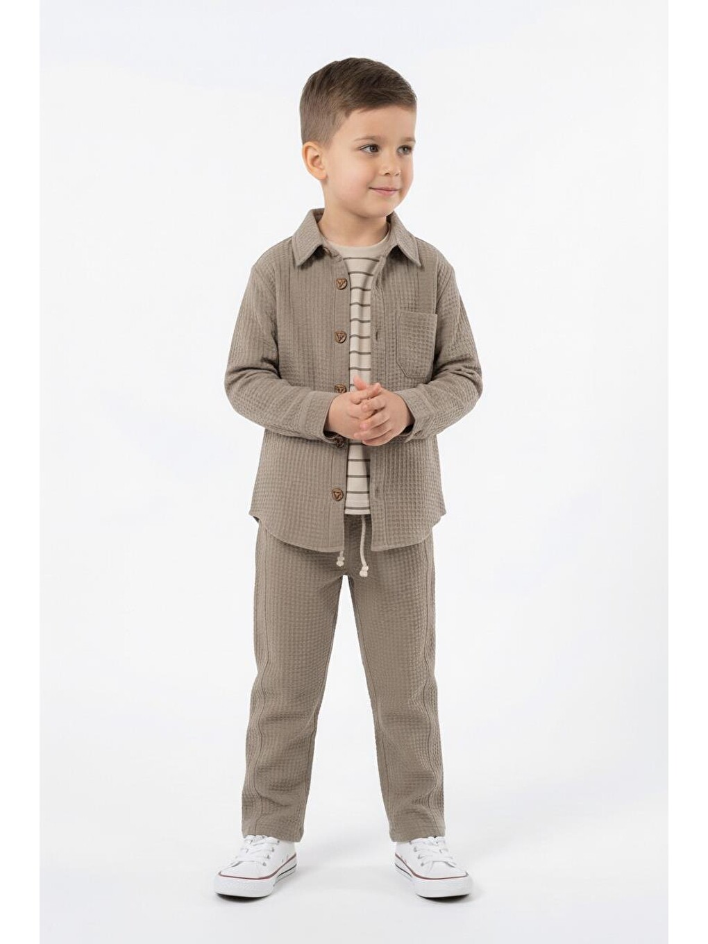 Bej Mevsimlik Casual 3lü Takım-5