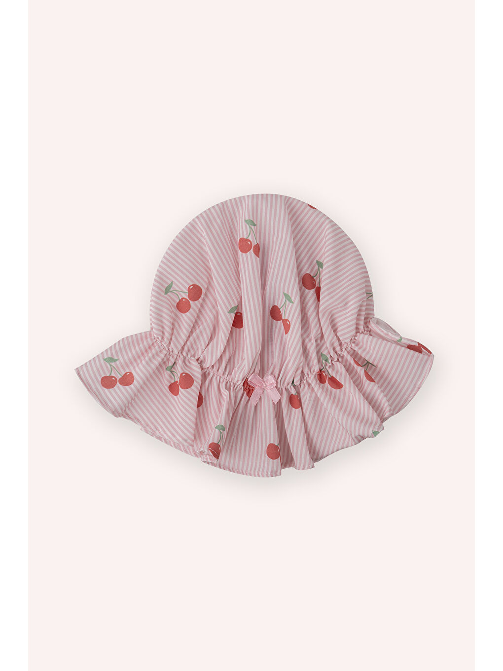 Yenidoğan Kiraz Desenli Pembe Şapka Eldiven Seti-1