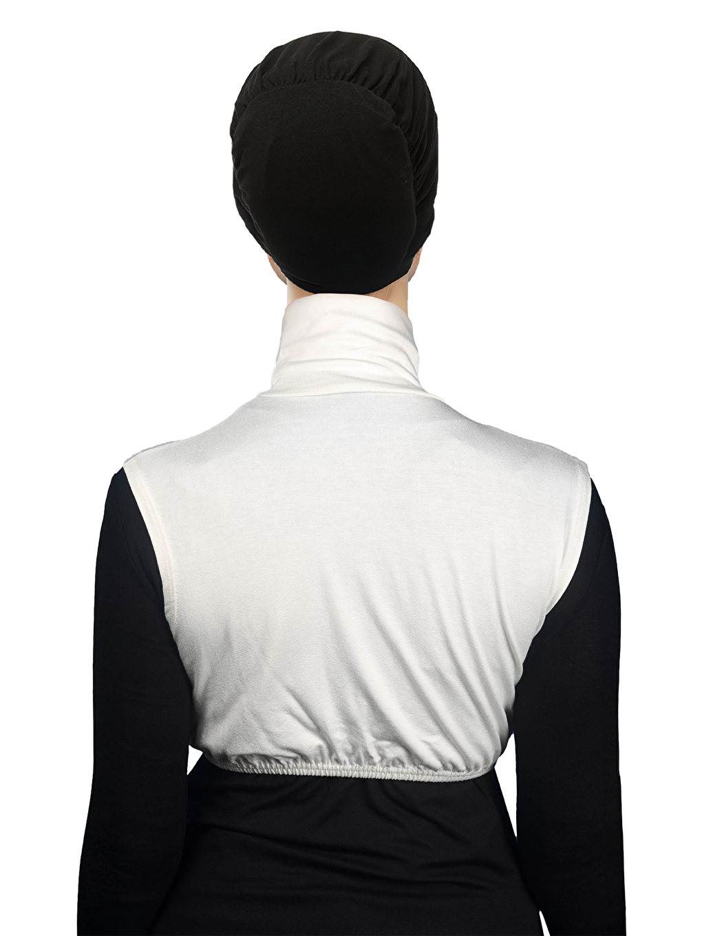 Ekru Sıfır Kol Balıkçı Yaka Tam Boğazlı Elastanlı Penye Kadın Yarım Body-3