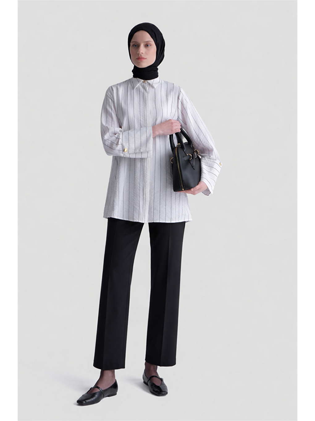 Çizgili Tunik Beyaz-1