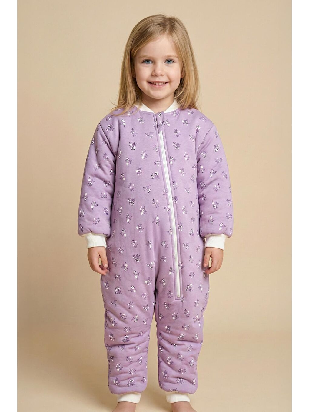 Unisex Çocuk Elyaf Dolgulu Uyku Tulumu  - Lila