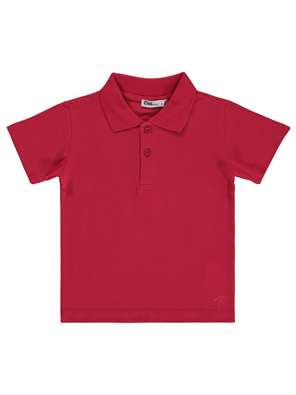 Boys Erkek Çocuk Palmiye Nakışlı Polo Yaka 2-5 Yaş Tişört - Kırmızı