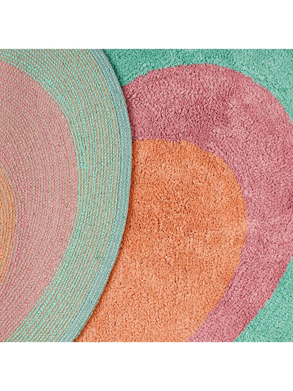 Beyaz Soft Heart Tufting Banyo Paspası - Renkli - 90x90 cm-2