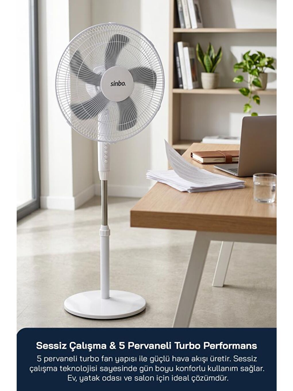SF-7705 Ayaklı Vantilatör 16 İnç 45W Sessiz Fan 3 Kademeli Yükseklik Ayarlı Güçlü-3