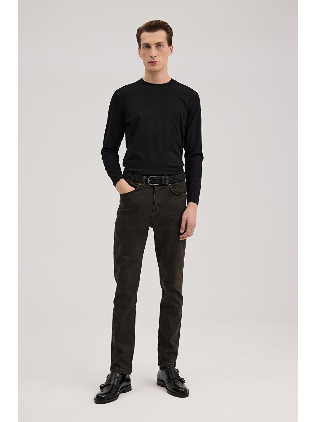 Haki Slim Fit Jean Pantolon-1