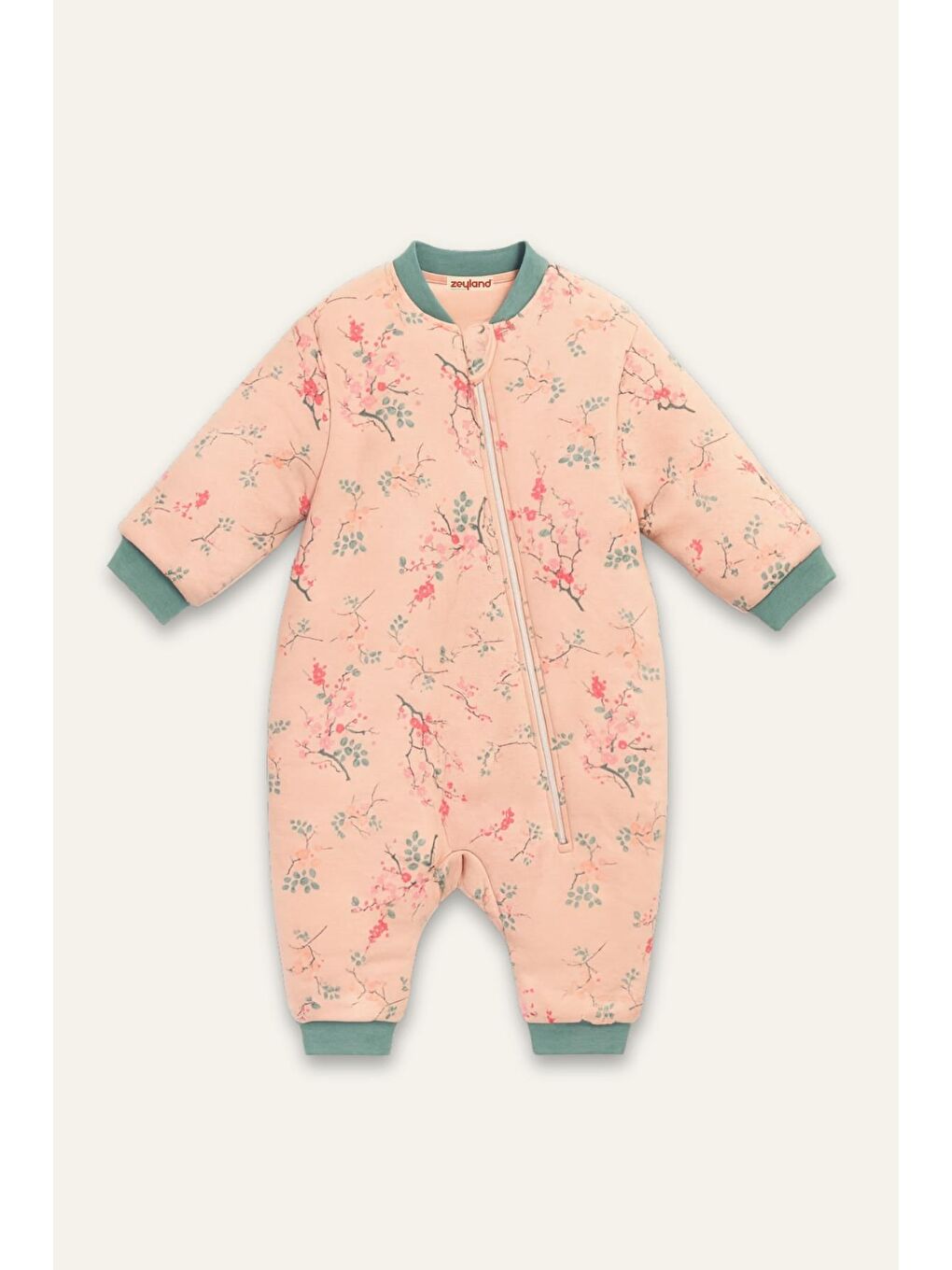 Pembe Unisex Çocuk Elyaf Dolgulu Uyku Tulumu - Somon-1