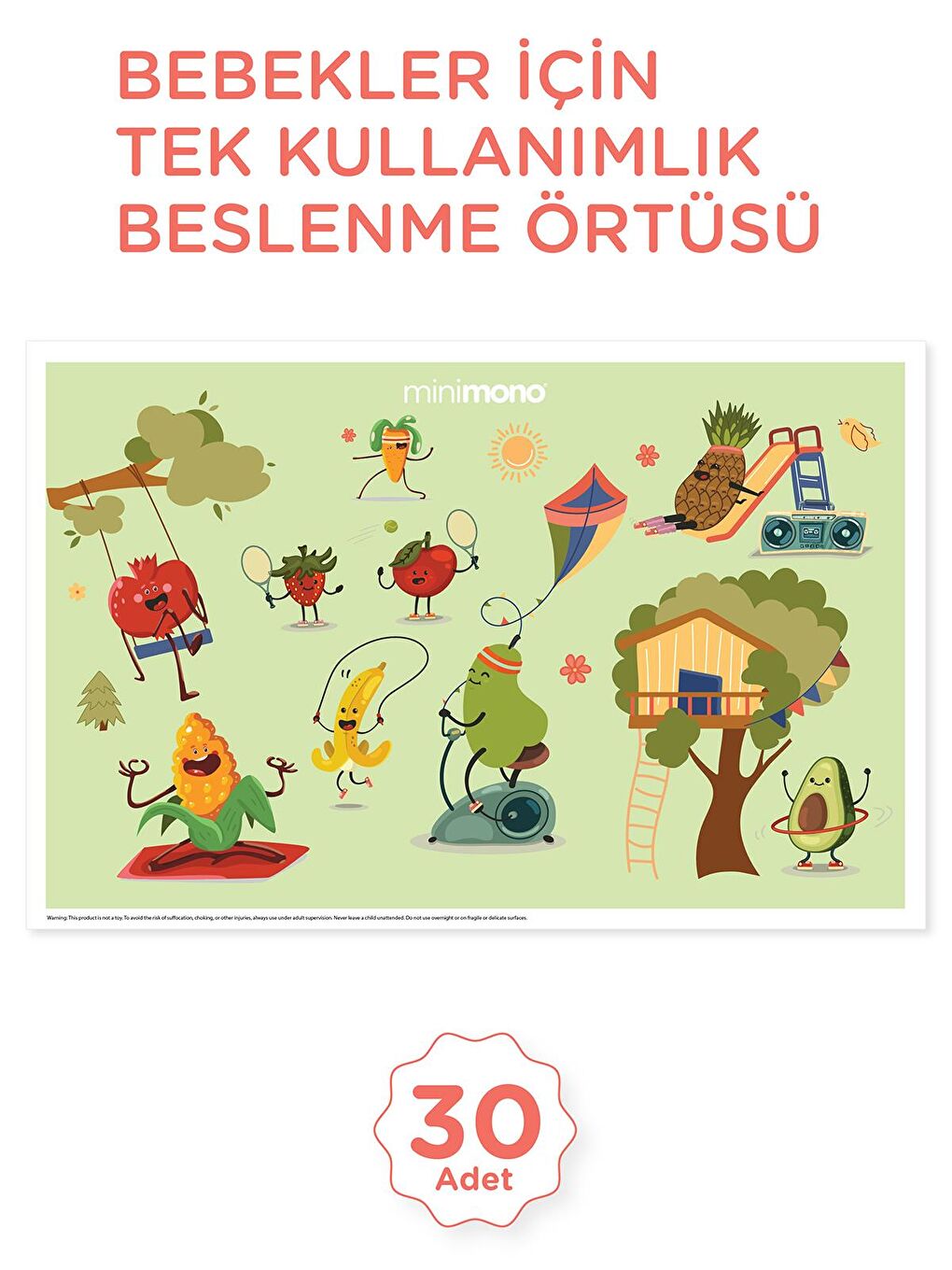 Bebekler İçin Tek Kullanımlık Beslenme Örtüsü- 30'lu Paket - Yeşil Standart