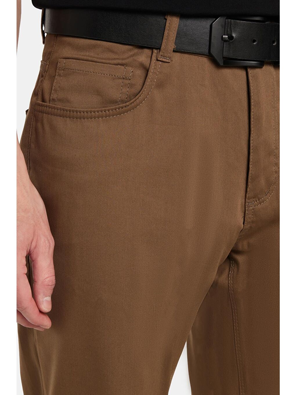Erkek Regular Fit Rahat Kesim Mevsimlik Kanvas Kahverengi Pantolon-1