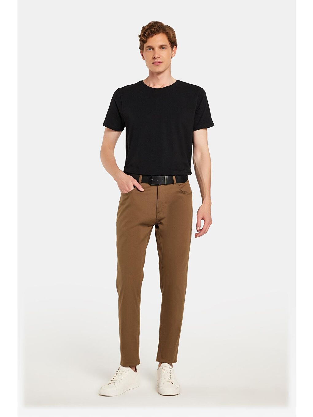 Erkek Regular Fit Rahat Kesim Mevsimlik Kanvas Kahverengi Pantolon-2