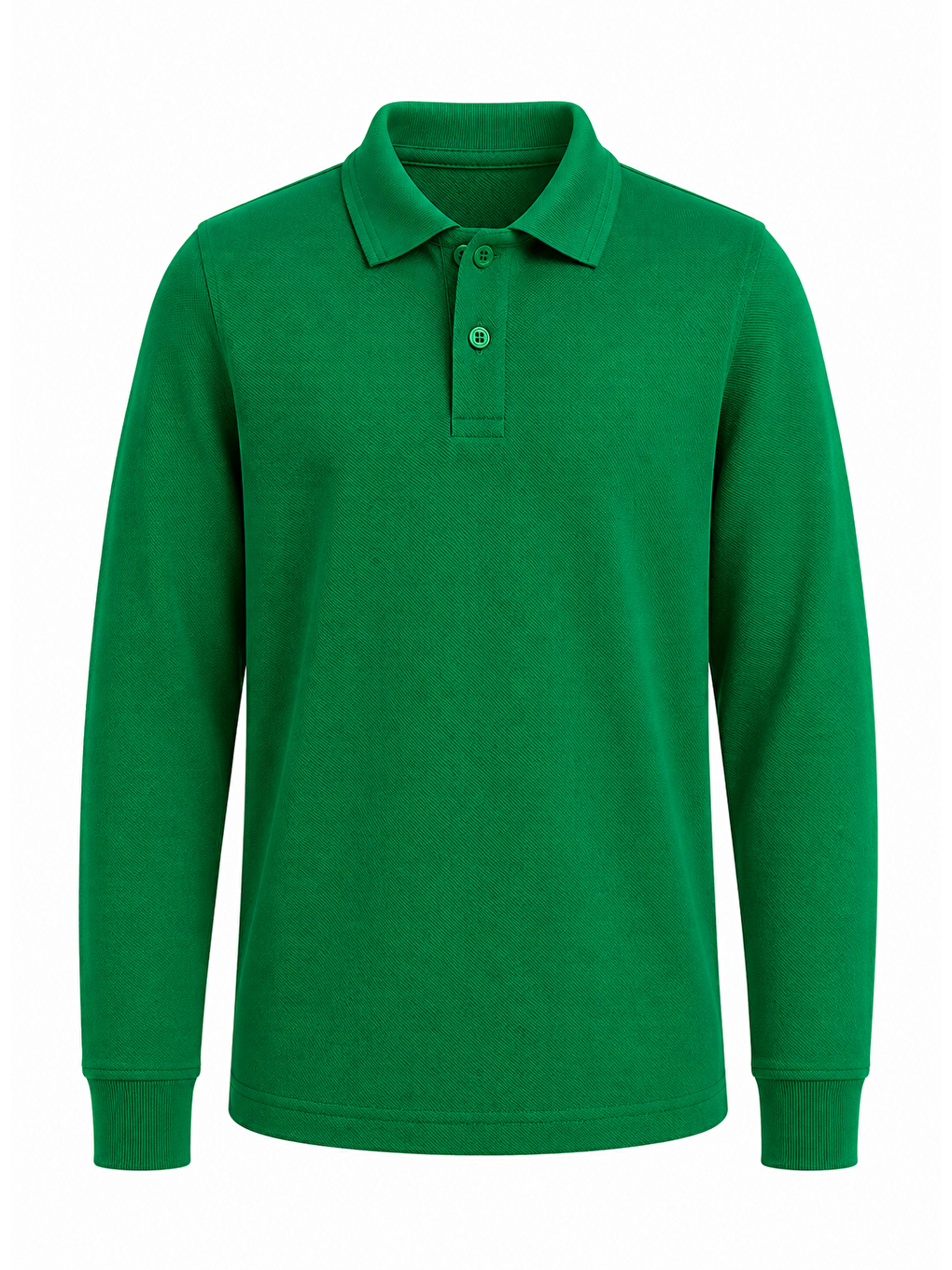 Yeşil Kids Polo Yaka Basic Uzun Kollu Unisex Kız Çocuk Tişört-1