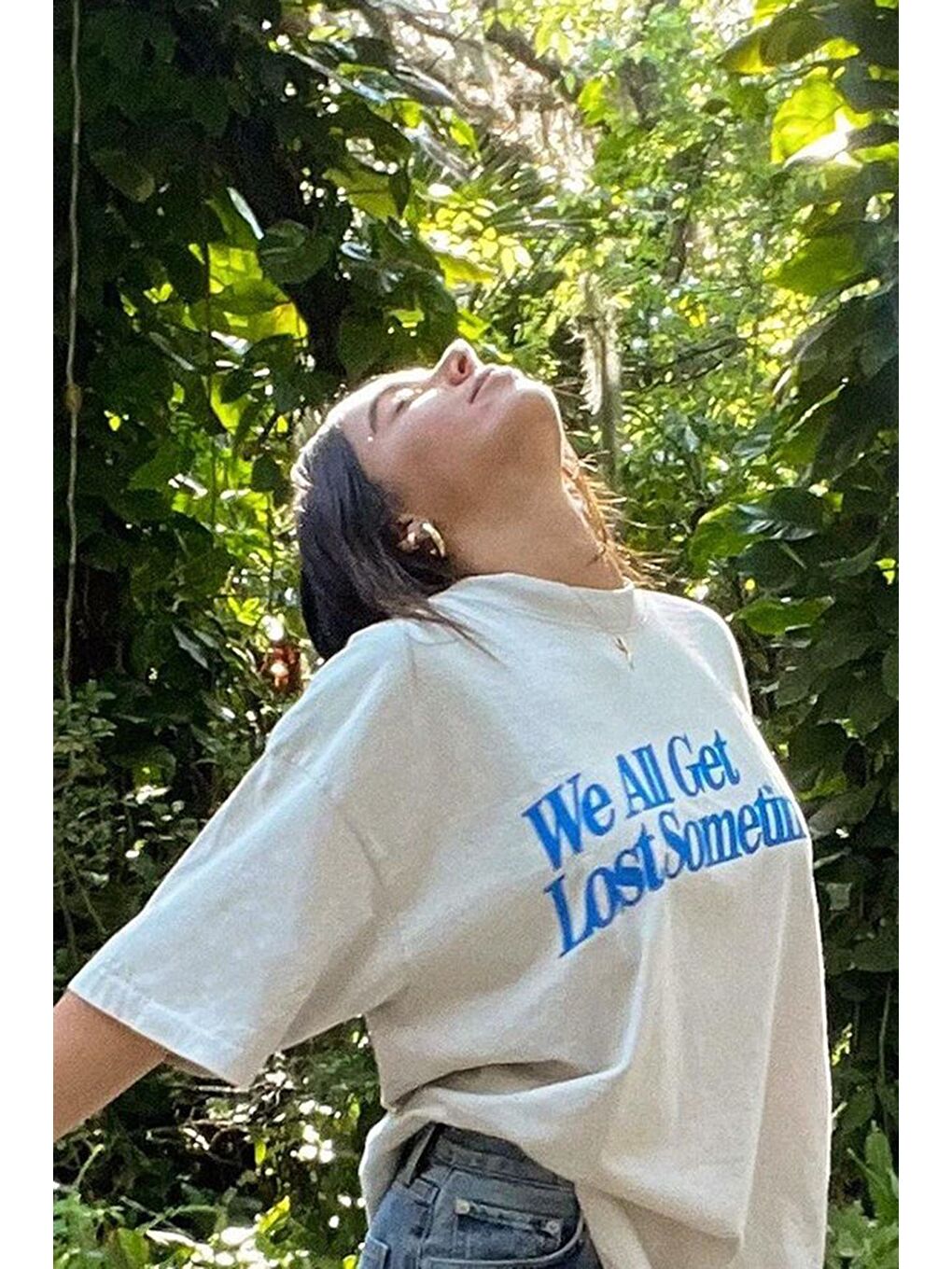 Ekru Baskılı Oversize Tişört Mg1532-7