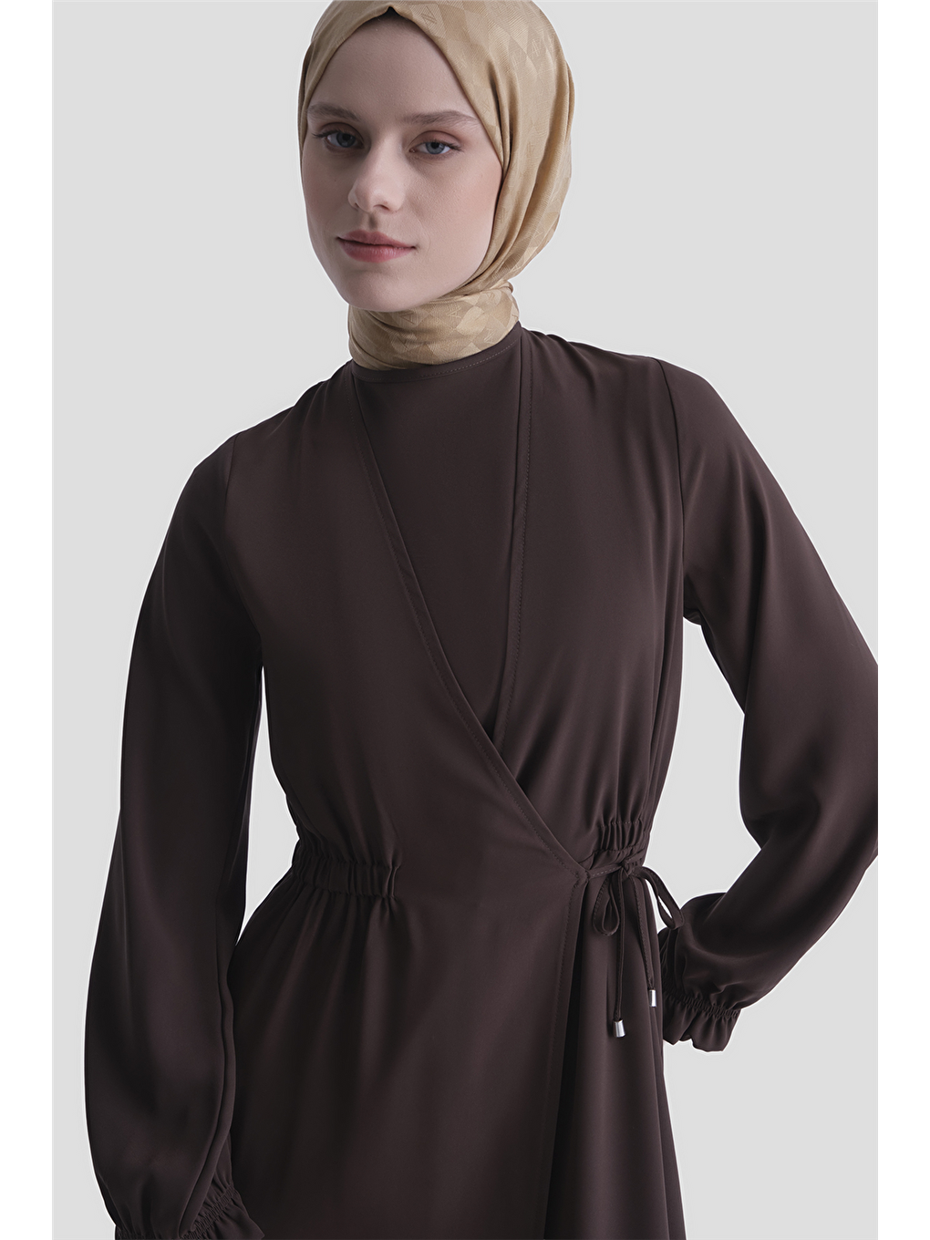 Anvelop Elbise Kahverengi-2