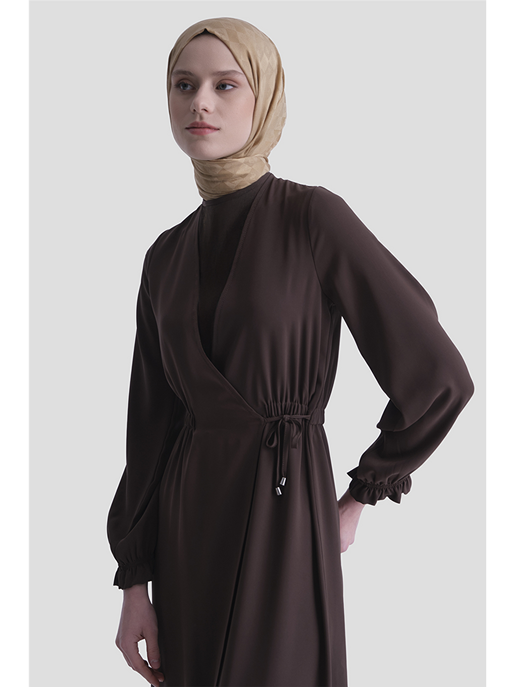 Anvelop Elbise Kahverengi-3