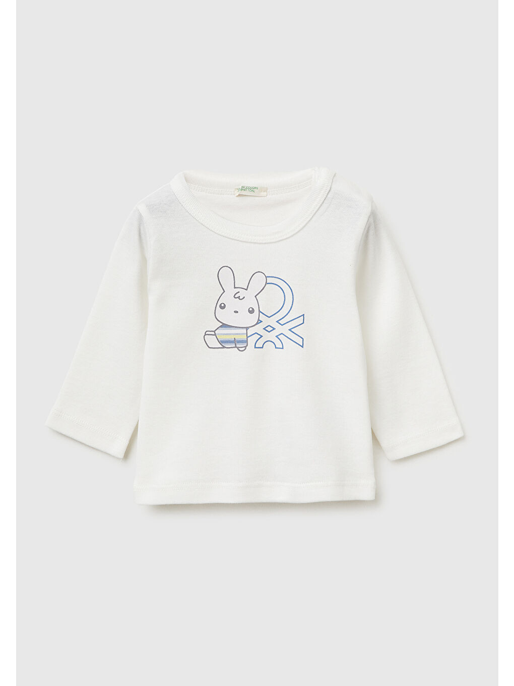 Karışık Bebek Su Bazlı Logo Baskılı Omzu Gizli Çıtçıtlı Uzun Kollu T-Shirt