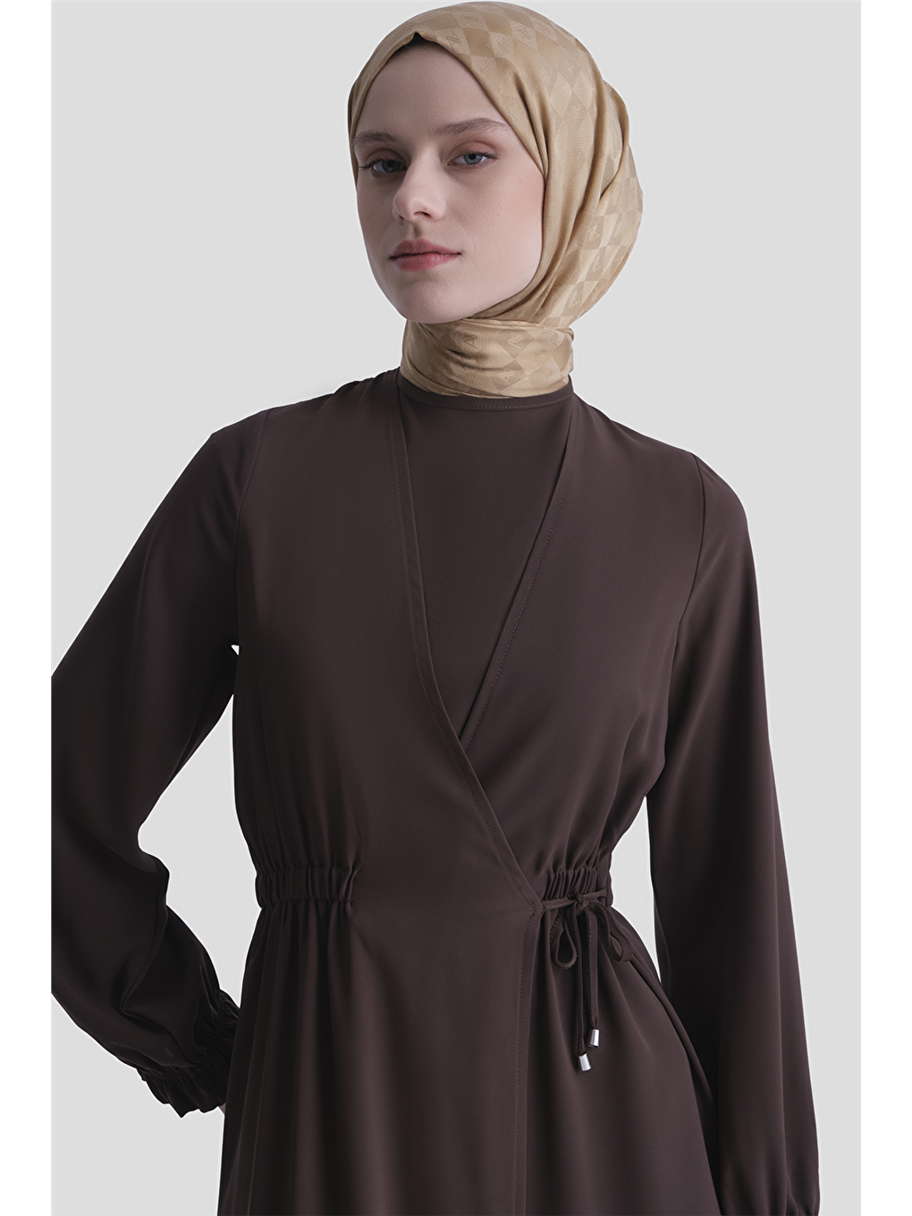 Anvelop Elbise Kahverengi-4