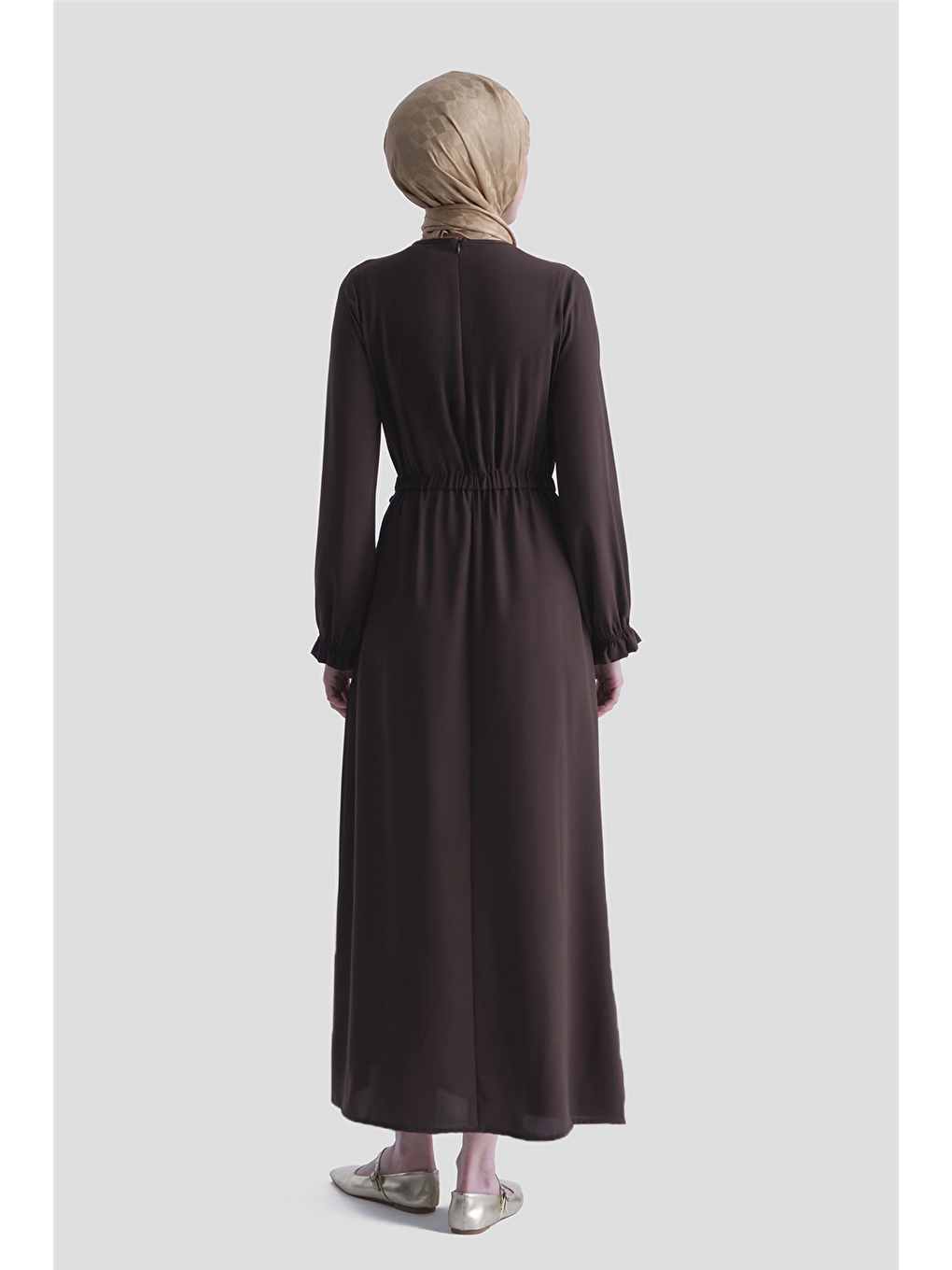 Anvelop Elbise Kahverengi-5