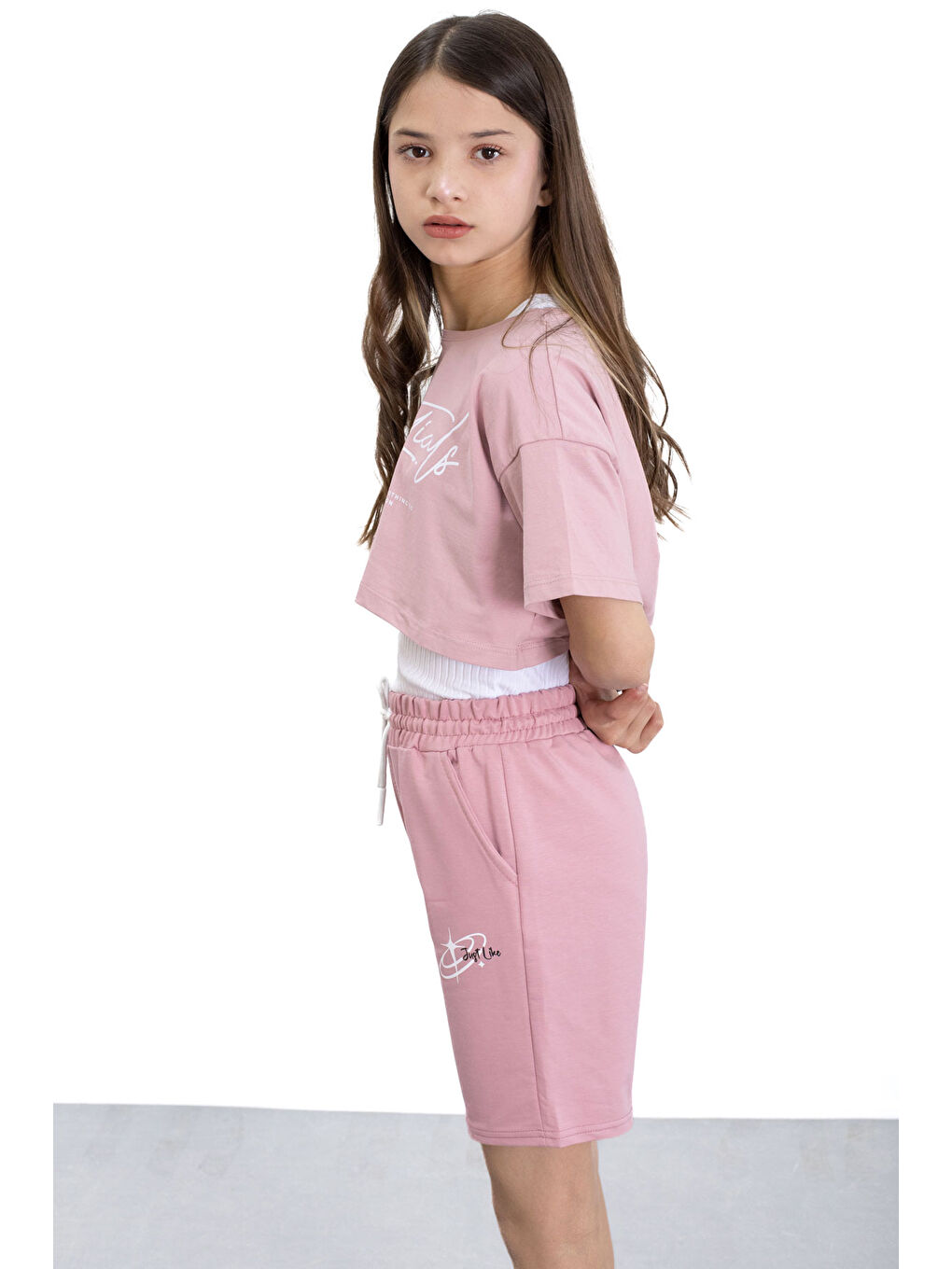 Koyu Pembe Beli Lastikli Şerit Detaylı Kız Çocuk Şort 20751-2