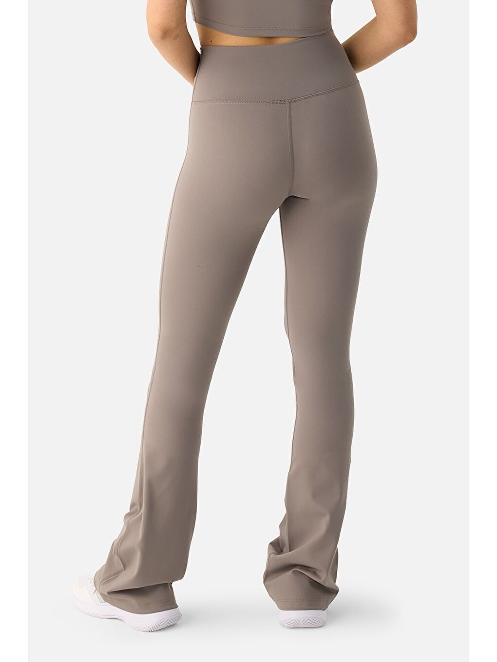 Bej Liora Yumuşak Kumaş Geniş Paça Taş Rengi Tayt Pantolon-4