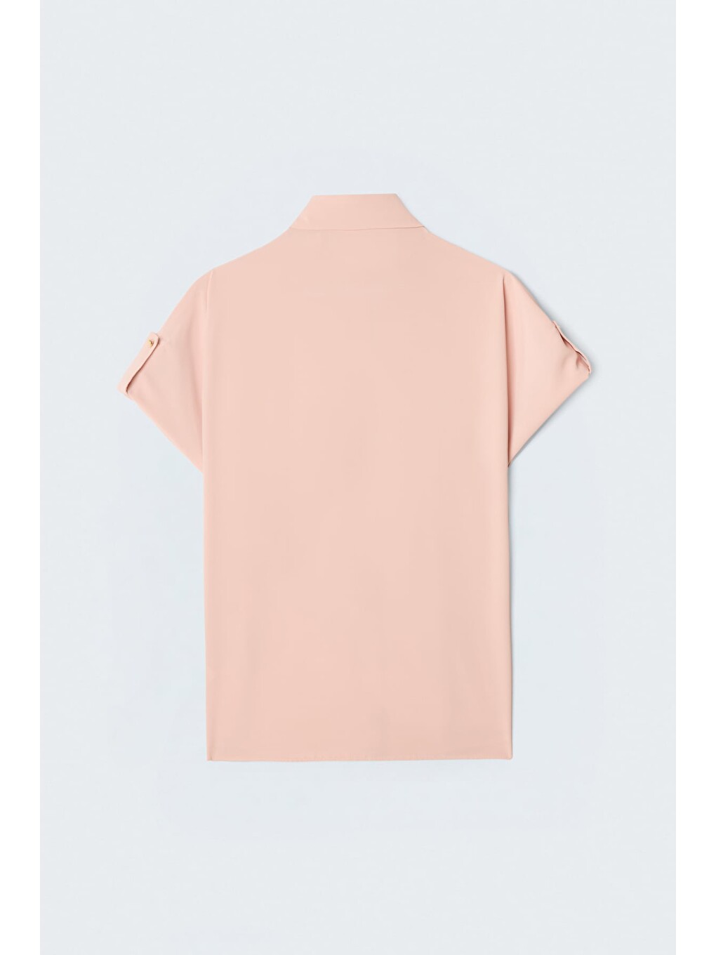 Pembe Kol Detaylı Salaş Gömlek - Pudra-5