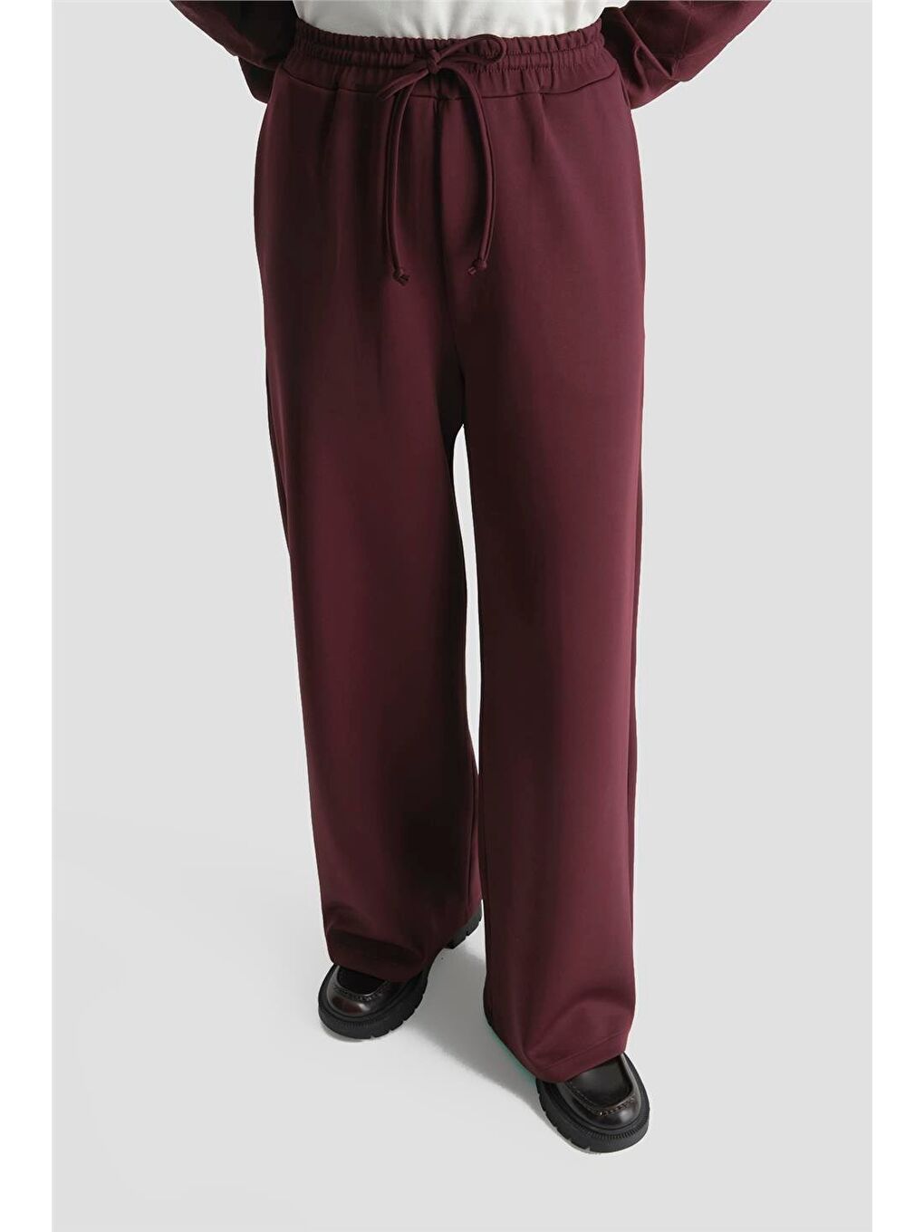 Desenli Kapüşonlu Relax Takım Bordo-3