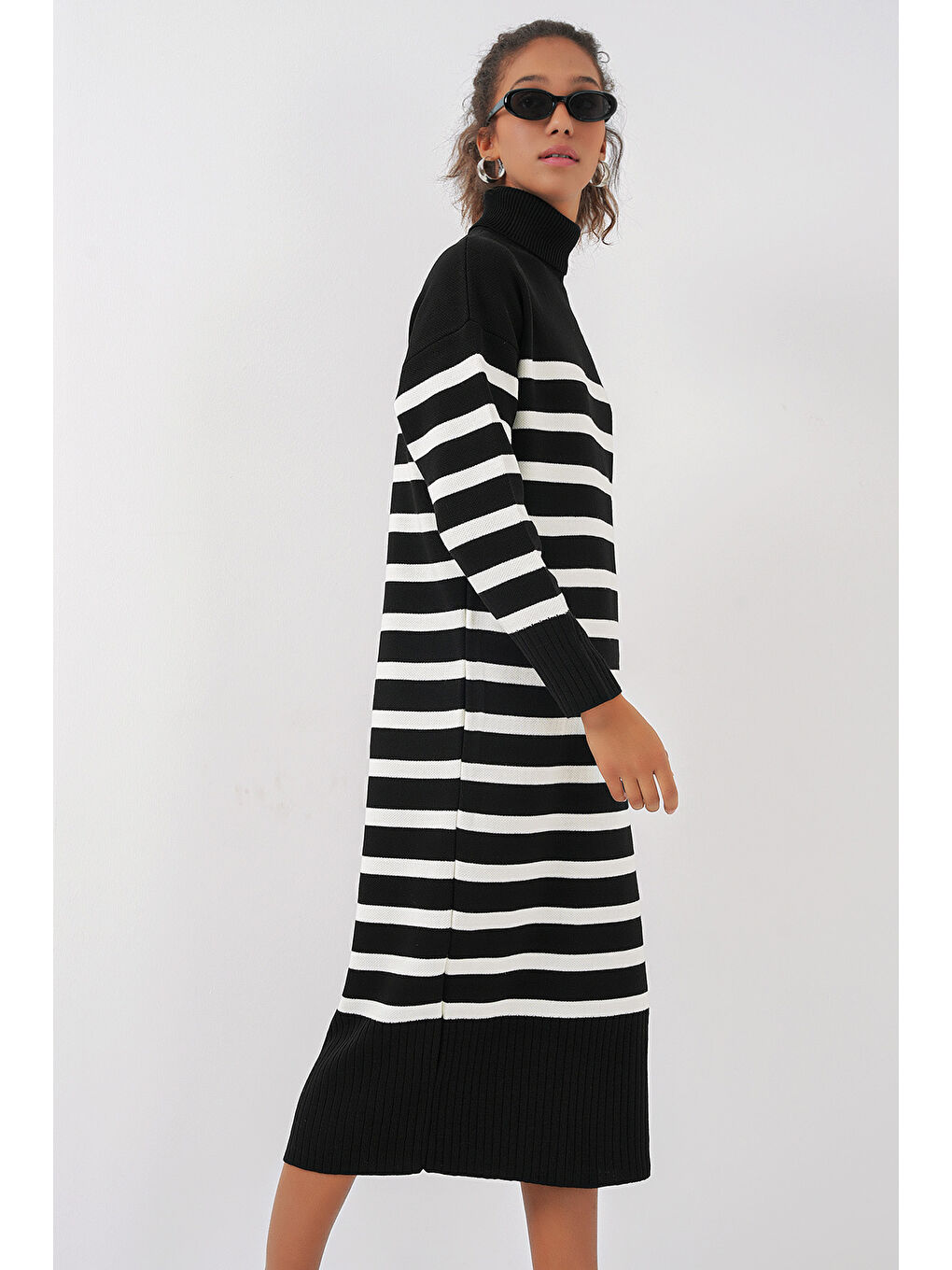 15890 Uzun Triko Elbise - A.Siyah-3