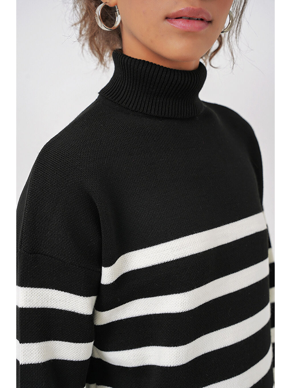 15890 Uzun Triko Elbise - A.Siyah-4