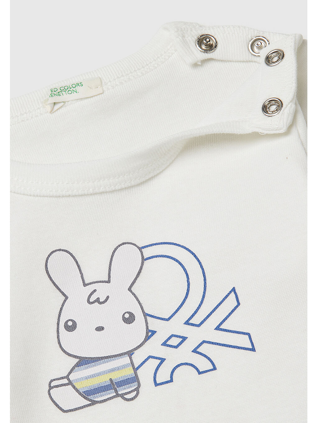 Karışık Bebek Su Bazlı Logo Baskılı Omzu Gizli Çıtçıtlı Uzun Kollu T-Shirt-2