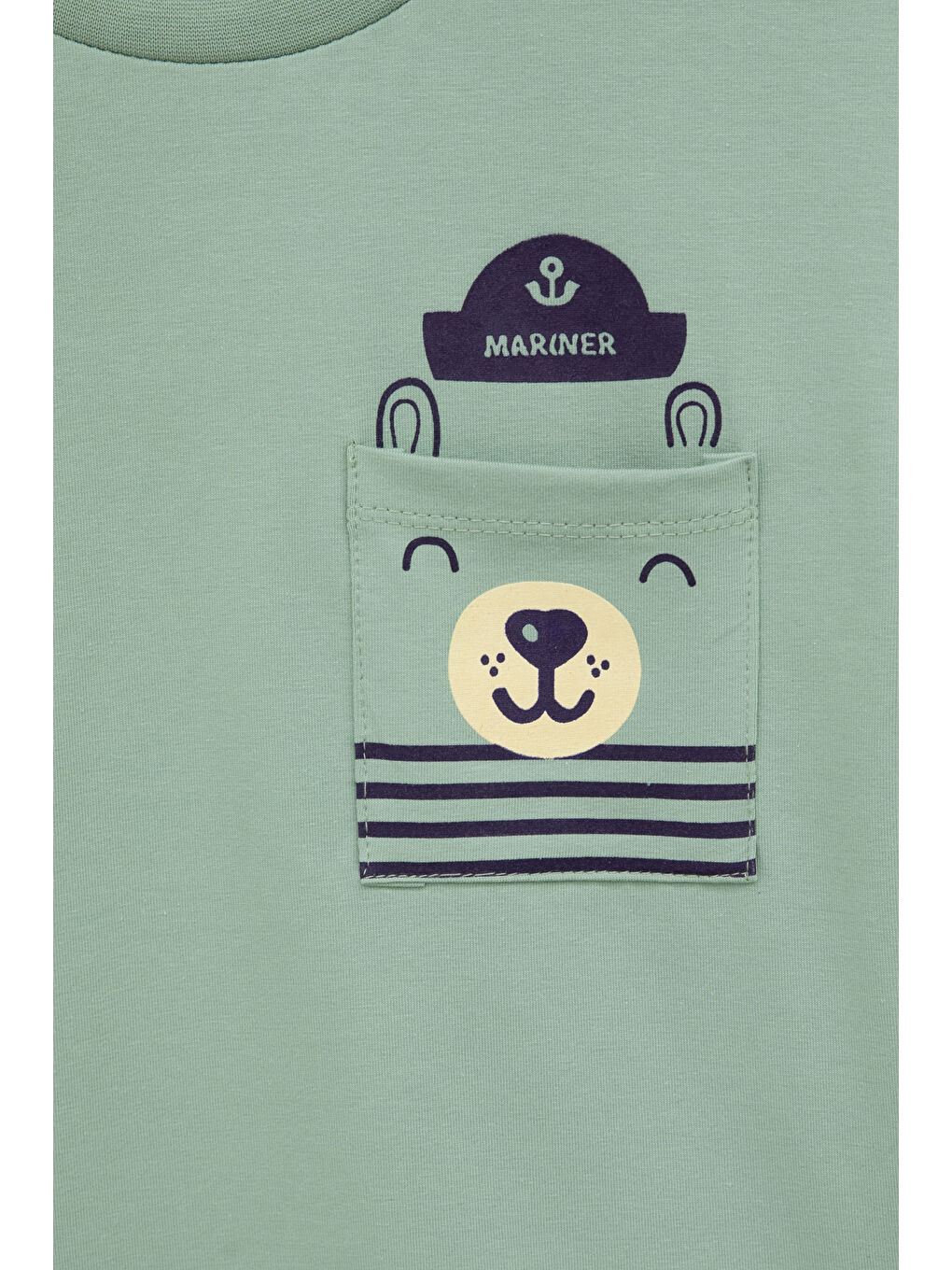 Yeşil Ayıcık Baskılı Cepli Erkek Bebek Tişört 20935-1